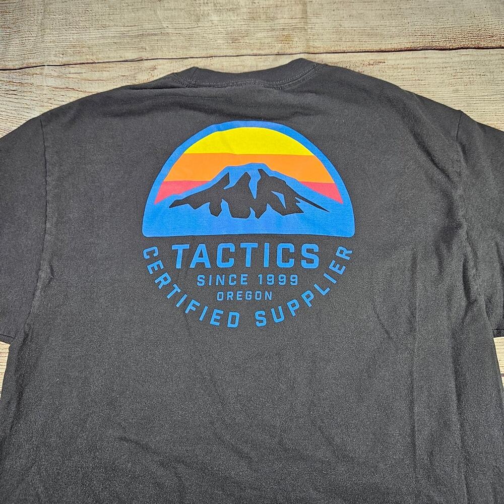 TACTICS T-Shirt Men's Black Medium 100% Cotton Mountain Graphic Crew Neck